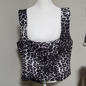 Kaiia exclusive square neck top in leopard print
